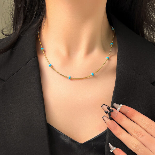 Titanium Steel Ball Drop Glaze Necklace For Women With A Colorless And Advanced Sense, Simple And Versatile Collar Chain Accessories - Image 2