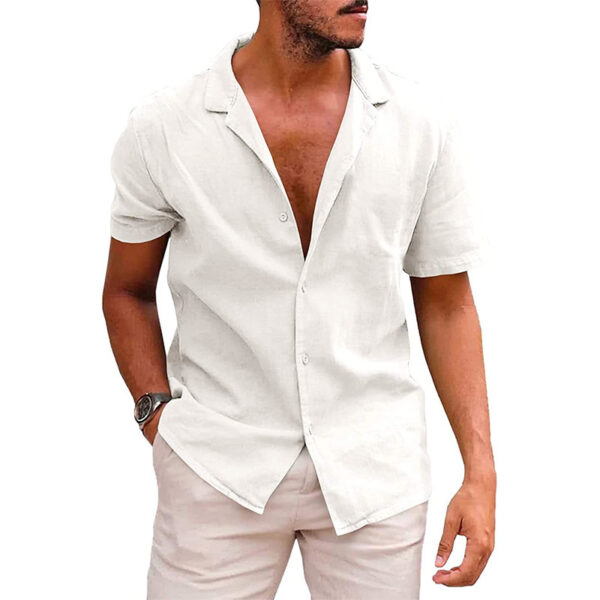 Men's Tops Casual Button Down Shirt Short Sleeve Beach Shirt Summer Mens Clothing - Image 3