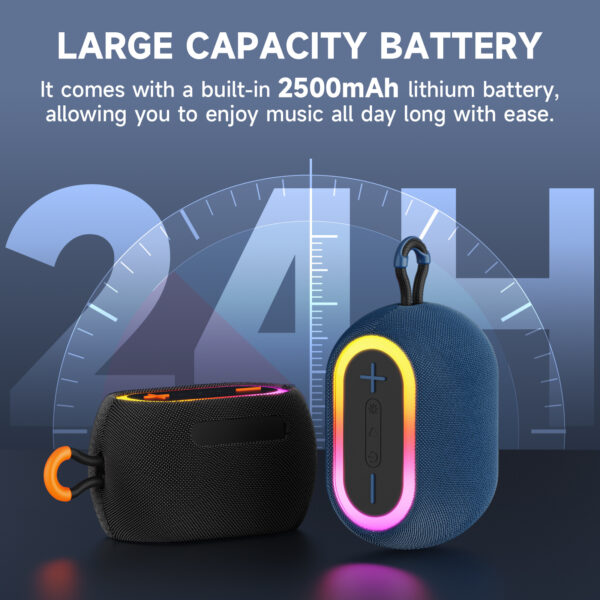JYX L1Black Portable Bluetooth Speaker & Mini Wireless Speaker With DJ Lights Rich Stereo Bass Aux & IPX7 Waterproof Outdoor Speaker - Image 4