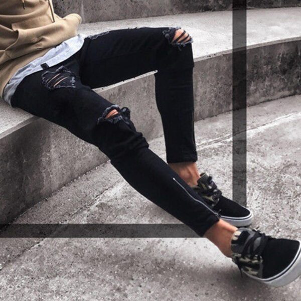 Pants Jeans For Men Trousers Long Basic Broken Clothes - Image 8