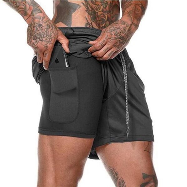 Running Shorts Men 2 In 1 Double-deck Quick Dry GYM  Fitness Jogging Workout  Pants - Image 3