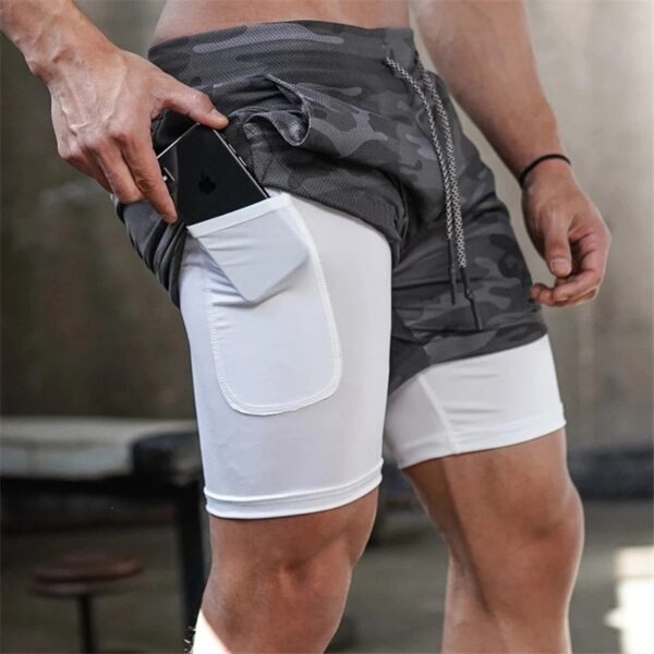 Running Shorts Men 2 In 1 Double-deck Quick Dry GYM  Fitness Jogging Workout  Pants - Image 5