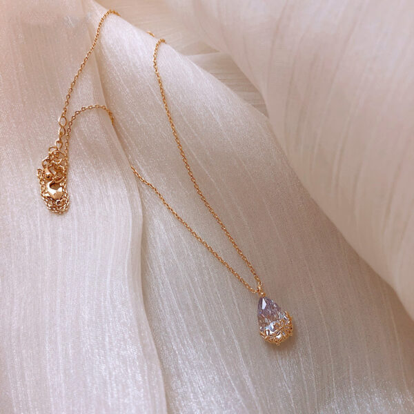 Crystal Water Drop Pendant Necklace Women's Fine Jewelry Adjustable Short Accessories Jewelry Gift - Image 5
