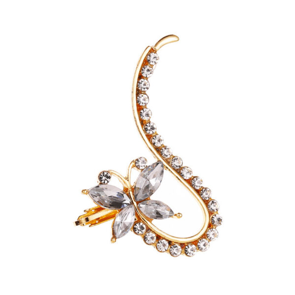 Full Crystal Butterfly Flower Single Crystal Ear Clip - Image 3