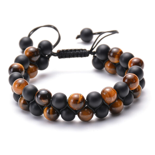 Tiger Eye Couple Bracelets Matte Black Agate Beads Bracelet - Image 3