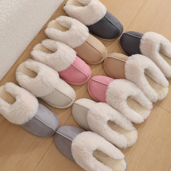 Winter Warm Plush Home Slippers Indoor Fur Slippers Women Soft Lined Cotton Shoes Comfy Non-Slip Bedroom Fuzzy House Shoes Women Couple - Image 4