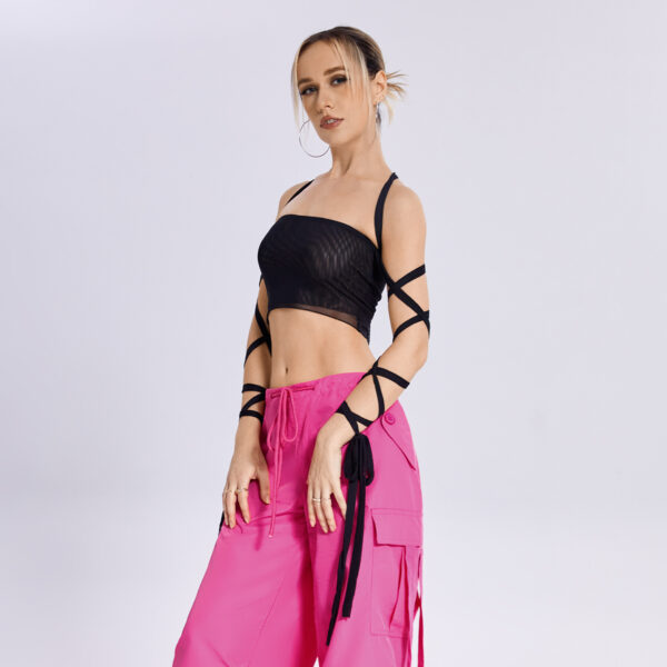Womens Elastic Cross Arm Solid Color Straps Tank Top Casual Summer Ladies Slim Top - Image 9