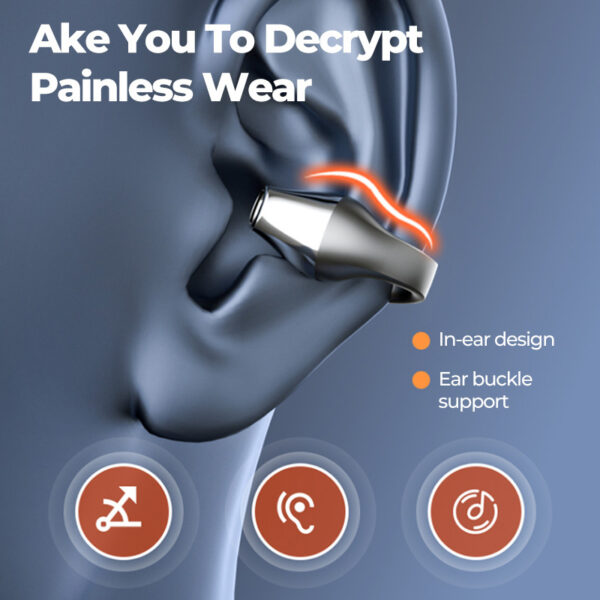 Ear Clip Bone Conduction Headphone Bluetooth-compatible 5.2 HIFI Wireless Earphone Touch Handsfree Sports Noise Cancelling Headset With Mic - Image 10