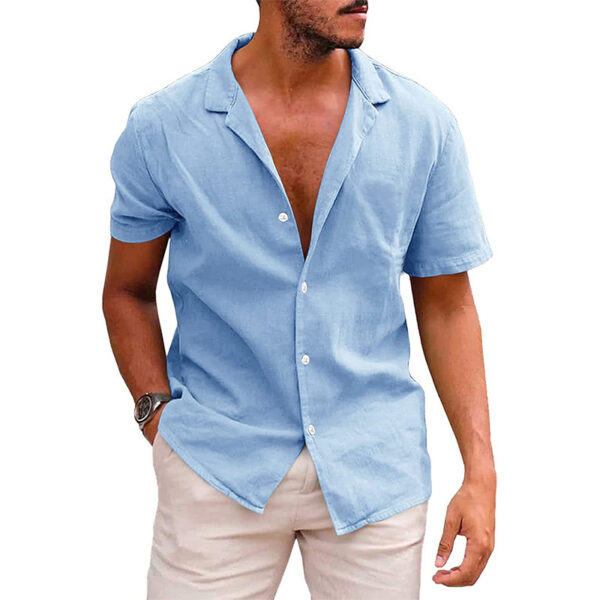Men's Tops Casual Button Down Shirt Short Sleeve Beach Shirt Summer Mens Clothing - Image 7