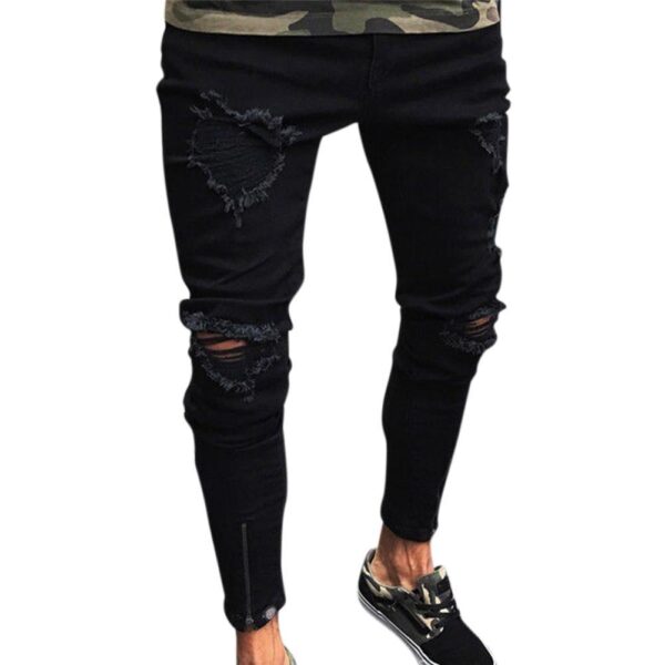 Pants Jeans For Men Trousers Long Basic Broken Clothes - Image 4