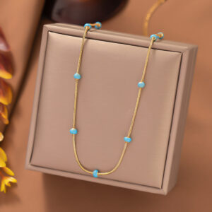 Titanium Steel Ball Drop Glaze Necklace For Women With A Colorless And Advanced Sense, Simple And Versatile Collar Chain Accessories