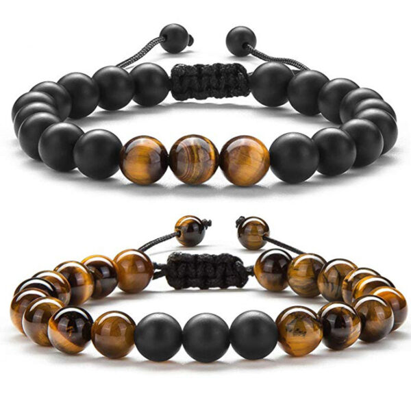 Tiger Eye Couple Bracelets Matte Black Agate Beads Bracelet - Image 5