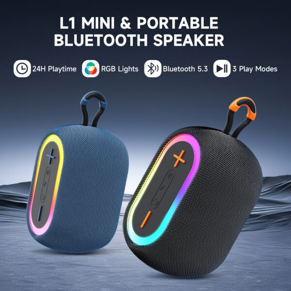 JYX L1Black Portable Bluetooth Speaker & Mini Wireless Speaker With DJ Lights Rich Stereo Bass Aux & IPX7 Waterproof Outdoor Speaker - Image 7