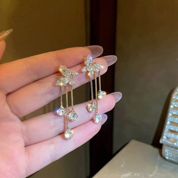 Fashion Jewelry Shiny Butterfly Rhinestone Drop Dangle Earrings Women Elegant Long Pearl Tassel Chain Pendant Party Jewelry - Image 7