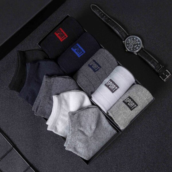 Breathable 5 Pairs Men Socks Set Cotton Mid-Tube Sweat-Absorbent Casual Trendy Socks - Image 2