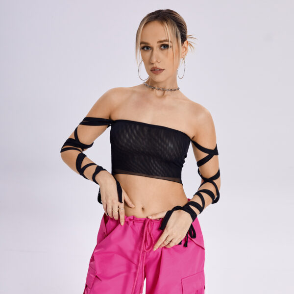 Womens Elastic Cross Arm Solid Color Straps Tank Top Casual Summer Ladies Slim Top - Image 6
