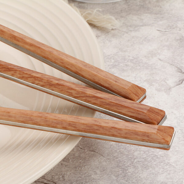 Stainless steel imitation wooden handle tableware - Image 2