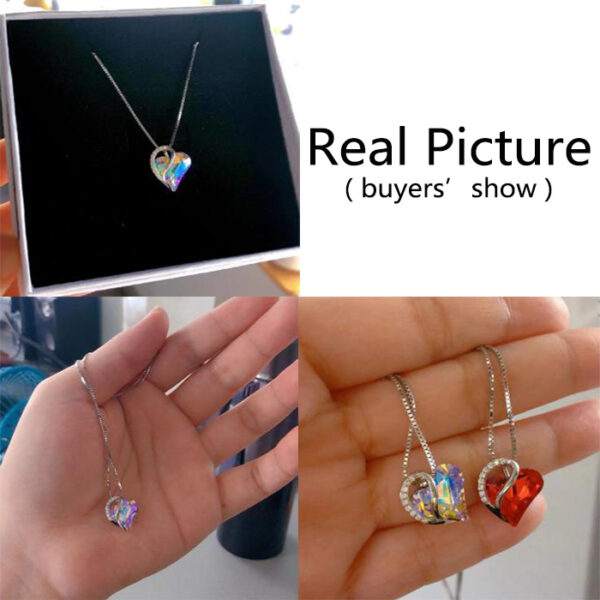 925 Sliver Heart Shaped Geometric Necklace Jewelry Women's Clavicle Chain Valentine's Mothers Day Gift - Image 4