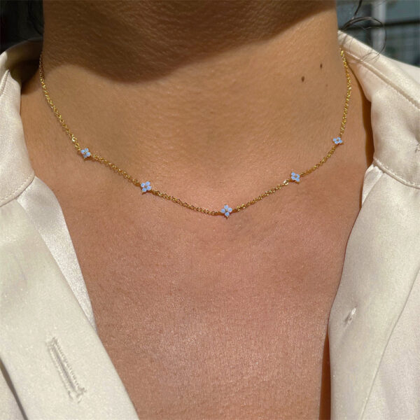 Ins Style Fashion Blue Flower Necklace Vacation Beach Travel Spring Summer Jewelry - Image 4