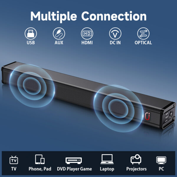 JYX H7 31.5in Soundbar For TV & 3D Surround Sound Bar For TV With Subwoofer & Wall Mountable - Image 5