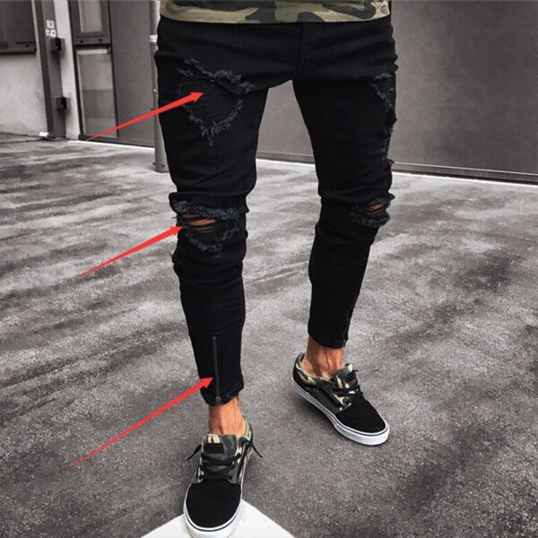 Pants Jeans For Men Trousers Long Basic Broken Clothes - Image 5