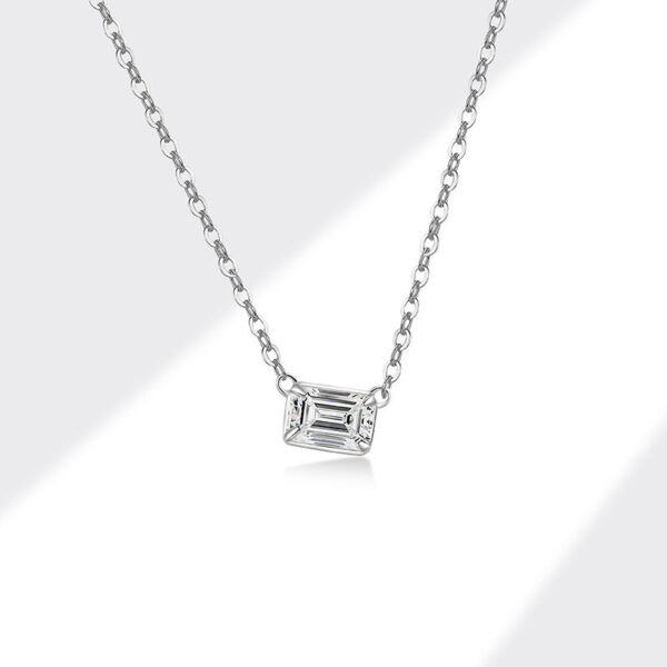 S925 Sterling Silver Simple Geometric Diamond Cube Sugar Necklace - Image 8