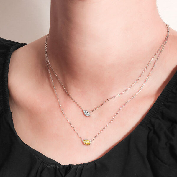 S925 Sterling Silver Simple Geometric Diamond Cube Sugar Necklace - Image 2