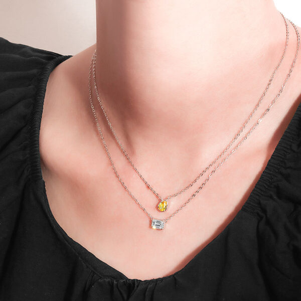S925 Sterling Silver Simple Geometric Diamond Cube Sugar Necklace