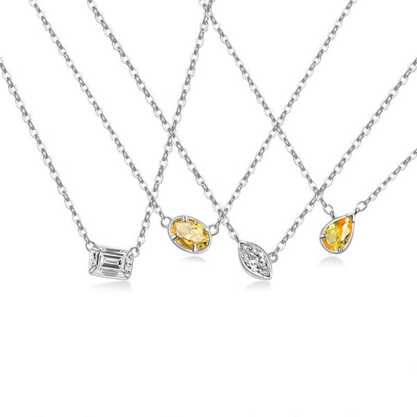 S925 Sterling Silver Simple Geometric Diamond Cube Sugar Necklace - Image 6