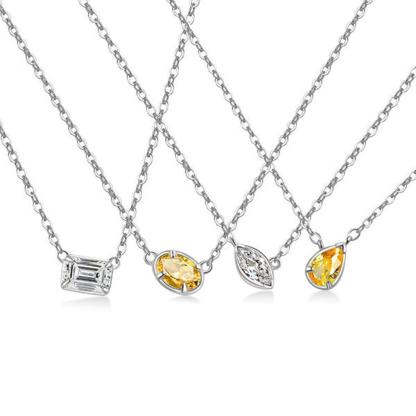 S925 Sterling Silver Simple Geometric Diamond Cube Sugar Necklace - Image 3