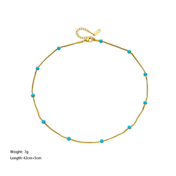 Titanium Steel Ball Drop Glaze Necklace For Women With A Colorless And Advanced Sense, Simple And Versatile Collar Chain Accessories - Image 3