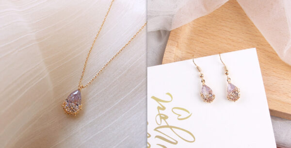 Crystal Water Drop Pendant Necklace Women's Fine Jewelry Adjustable Short Accessories Jewelry Gift - Image 4