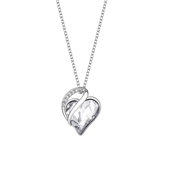 925 Sliver Heart Shaped Geometric Necklace Jewelry Women's Clavicle Chain Valentine's Mothers Day Gift - Image 2
