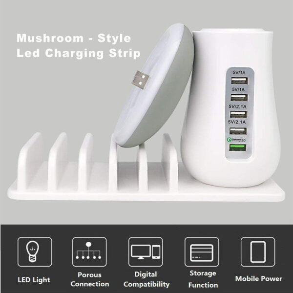 2 In 1 Multifunction Mushroom Lamp LED Lamp Holder USB Charger Home Office Supplies - Image 9