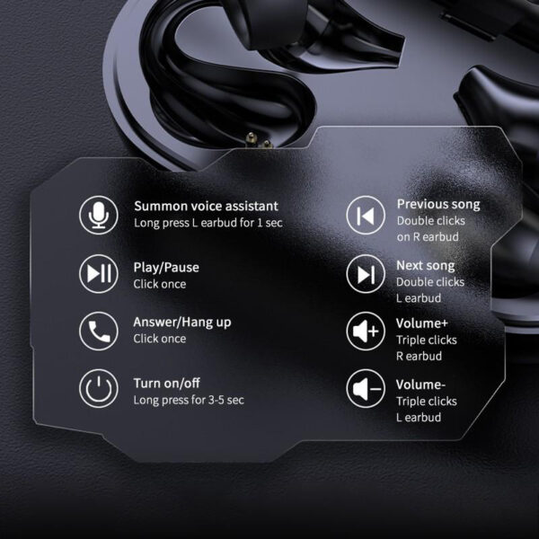 Ear Clip Bone Conduction Headphone Bluetooth-compatible 5.2 HIFI Wireless Earphone Touch Handsfree Sports Noise Cancelling Headset With Mic - Image 9