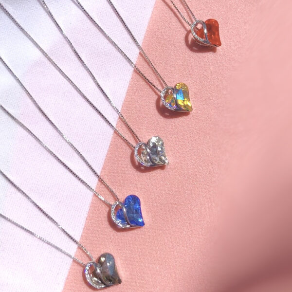 925 Sliver Heart Shaped Geometric Necklace Jewelry Women's Clavicle Chain Valentine's Mothers Day Gift - Image 5